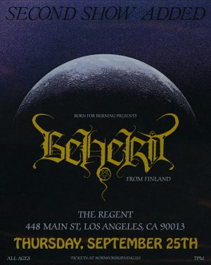 Beherit (Finland) with Sadistic Intent and Nocturnal Blood (Sold Out)