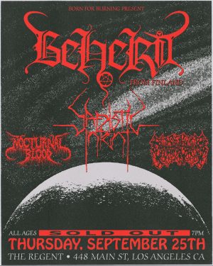 Beherit (Finland) with Sadistic Intent and Nocturnal Blood (Sold Out)